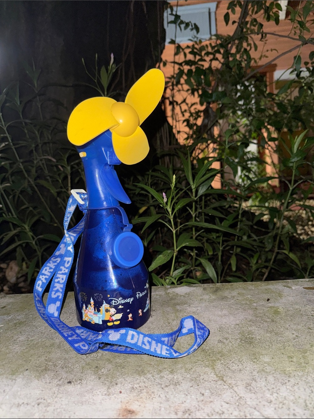 Disney Parks 12” Battery Operated Fan Water Bottle Spray Mister w/ Lanyard
